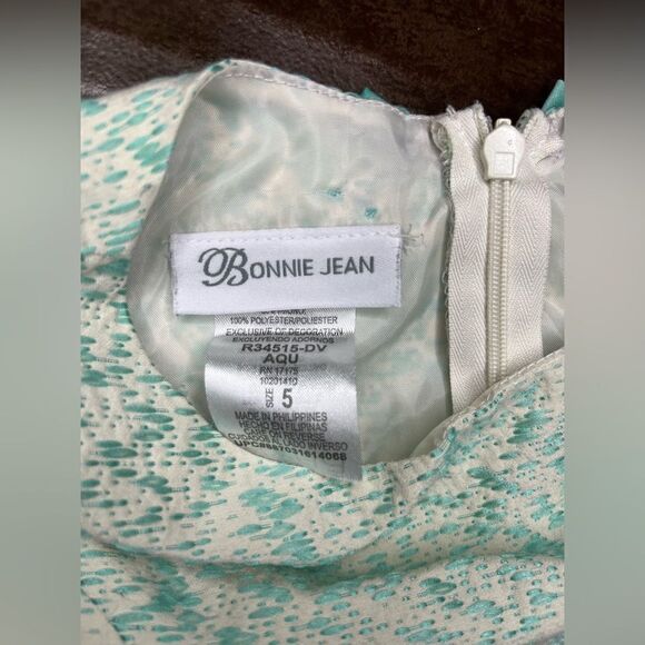 Bonnie Jean sea green and white textured sleeveless dress sz 5 - Picture 4 of 5